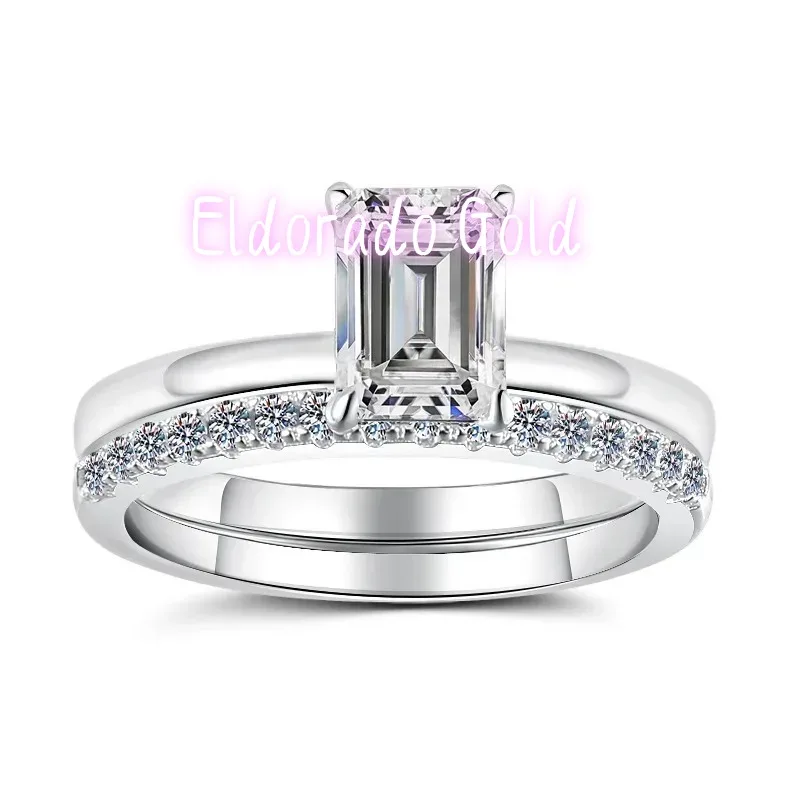 

Кольца Eldorado Gold, одинарные, штабелируемые, с муассанитом 2 карата, для женщин, из платины PT950 — миниатюрные штабелируемые кольца-ряды