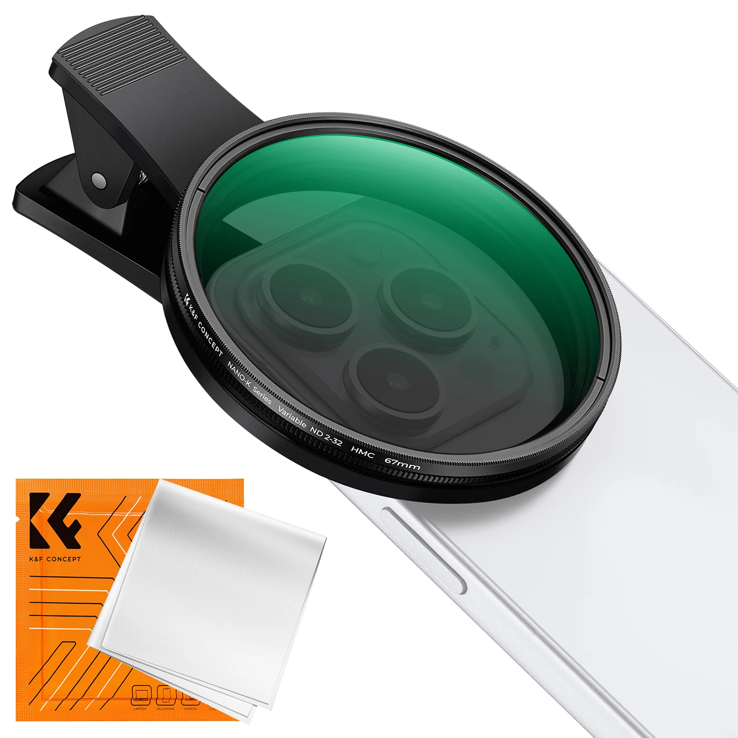 K&F CONCEPT طقم فلاتر هاتف ذكي 67 مم كثافة متعامدة متغيرة ND2-32 بنظام تثبيت سريع لـ iPhone 17 16 15 Pro Max سامسونج جميع موديلات الهواتف عالمي #6