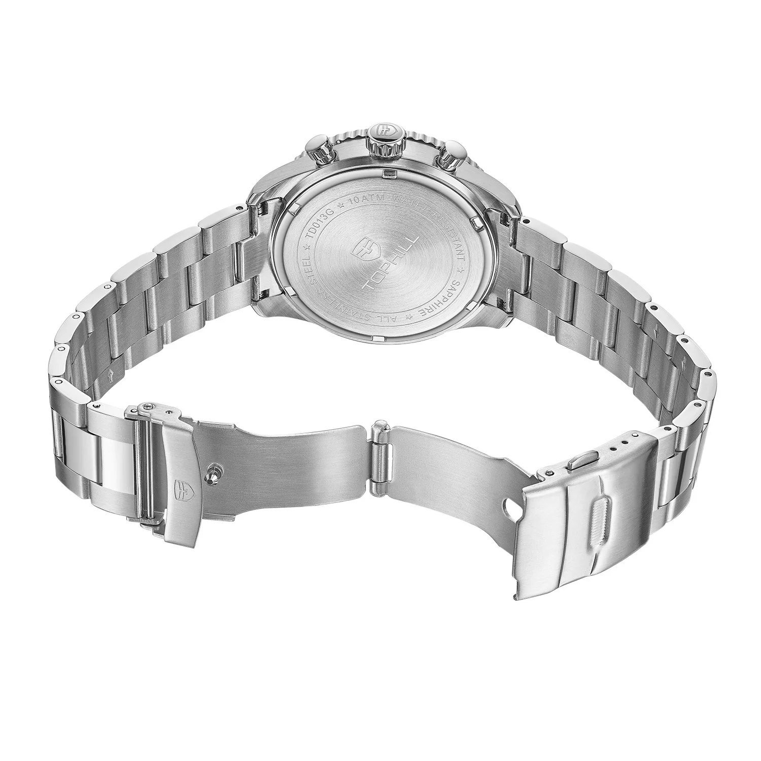 TOPHILL Racing Chronograph Men’s Quartz Watch Panda dial Tachymeter Bezel Sport Wristwatch Stainless Steel 100M Waterproof - Image 2