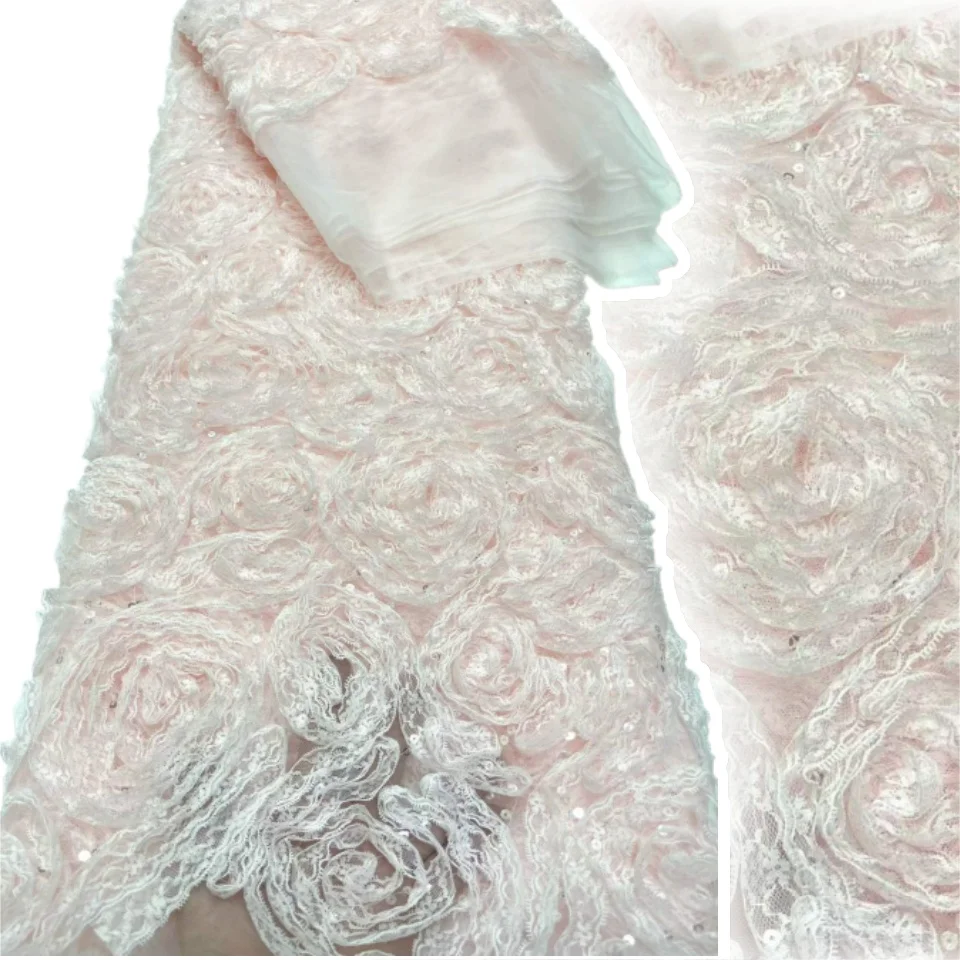 3D Sequins Embroidered Fabric Mesh Wedding Dress Stage Wear DIY Sewing Designer Fabric Party Dress Applique Clothing 3043