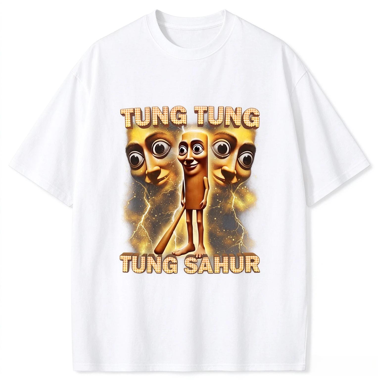 Unisex Weird Cartoon Figure Print T Shirt Retro Lightning Meme Graphic Tee Men Women Casual Summer Short Sleeve Top