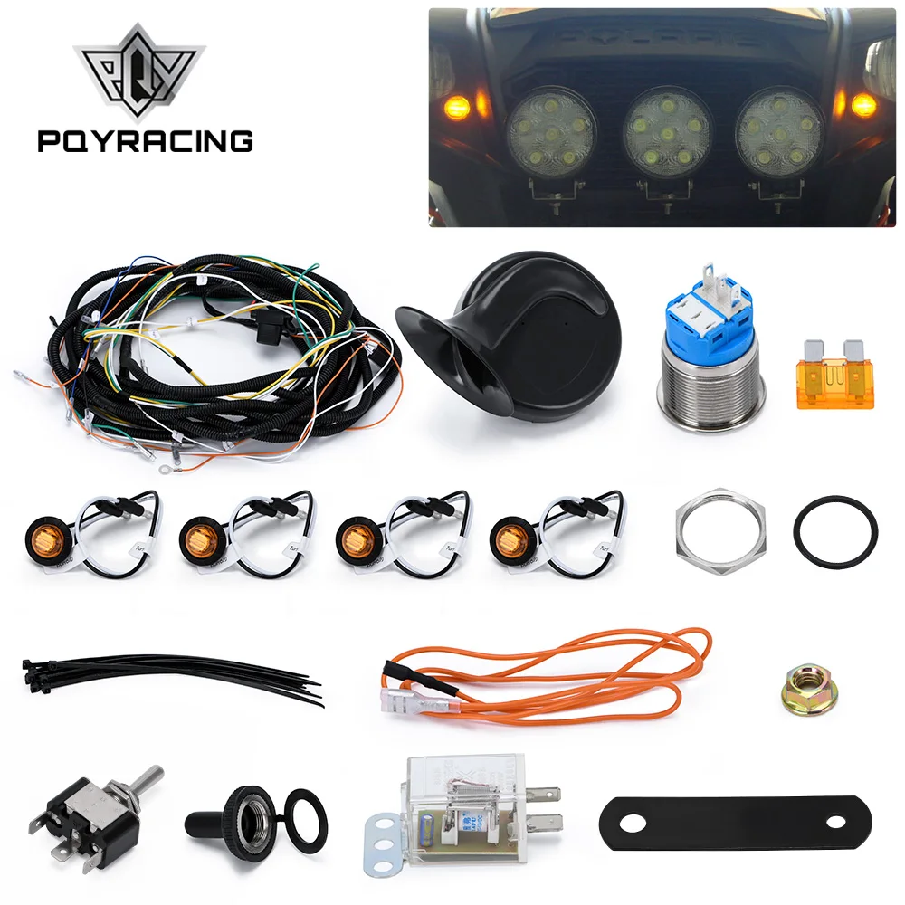 

Universal Motorcycle Turn Signal Kit with Wire Harness Motorbike Turn Signal Light & Horn Kit for UTV/ATV/RZR Can-Am Kawasaki