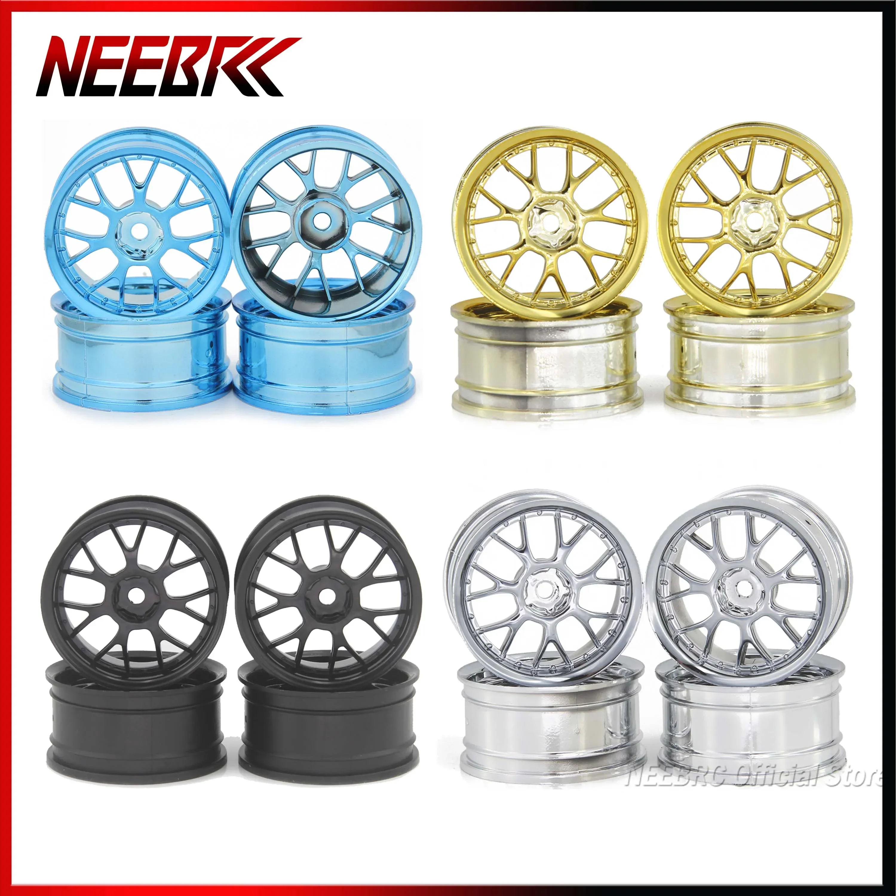 

4PCS NEEBRC 52mm 1.9inch Hard Plastic Tire Wheel Rim Tyre Hex Hub for 1/10 RC On-Road Drift Racing Car HSP HPI Wltoys Kyosho Toy