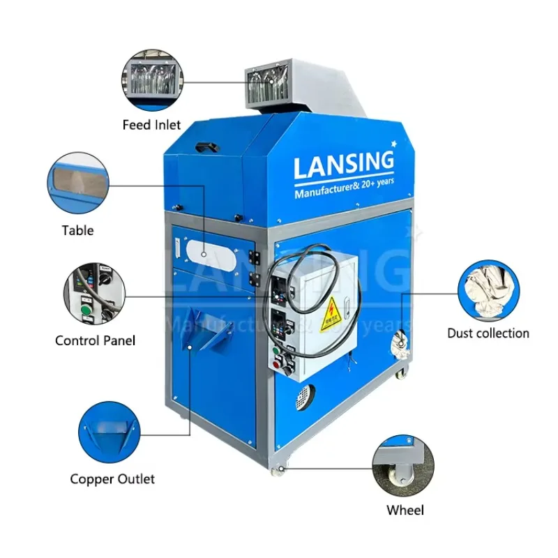 Hot Selling Best Quality LX-260 Mini Cable Wire Granulator Copper Recycling Machine Copper Wire Crusher