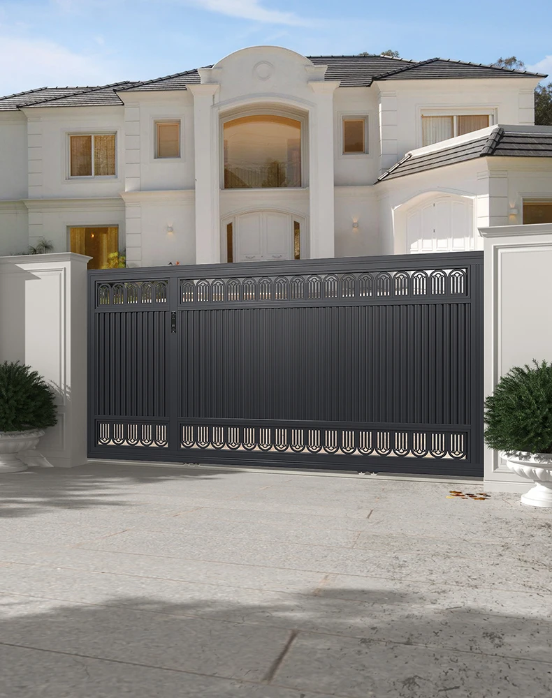 Porte coulissante intelligente en aluminium, maison moderne et chic, jardin extérieur, porte électri