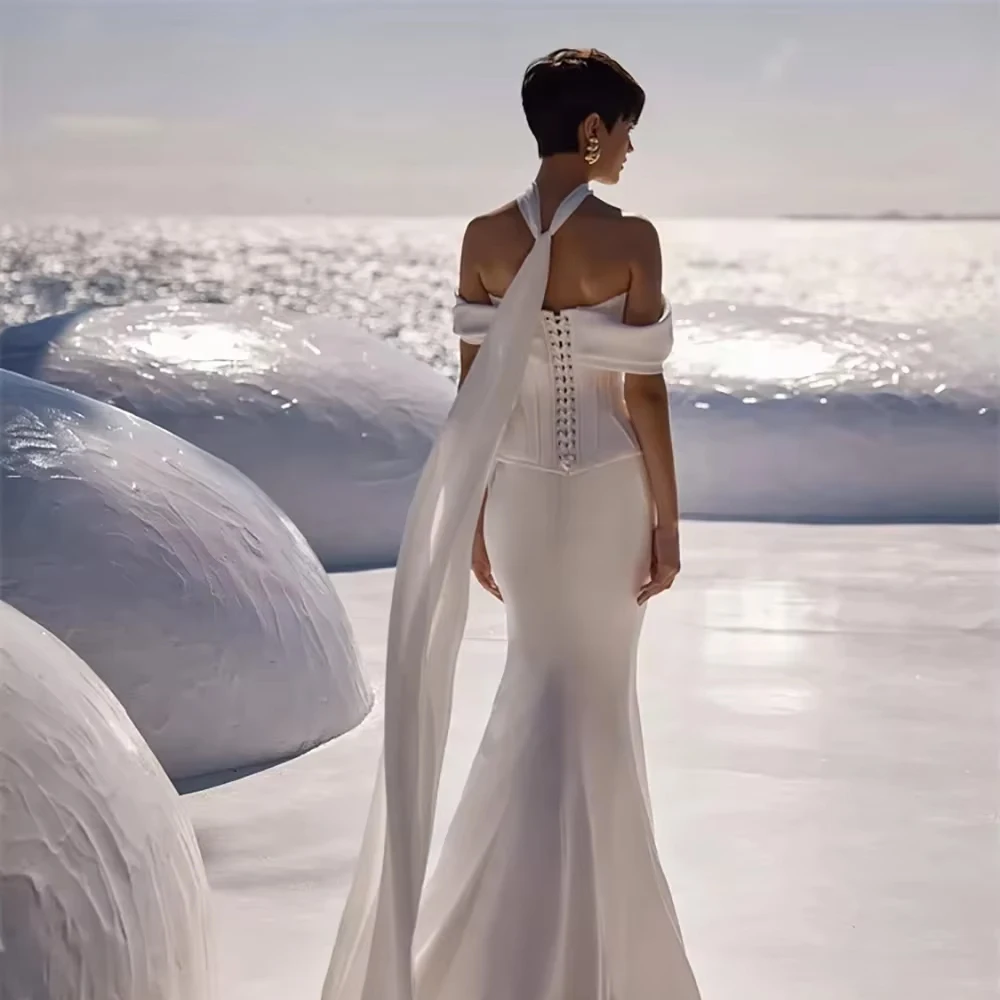 Customized High-end Sexy Sweetheart Wedding Dress For Woman Bride Collar Sleeveless  Mermaid Mopping Length Bridal Gown