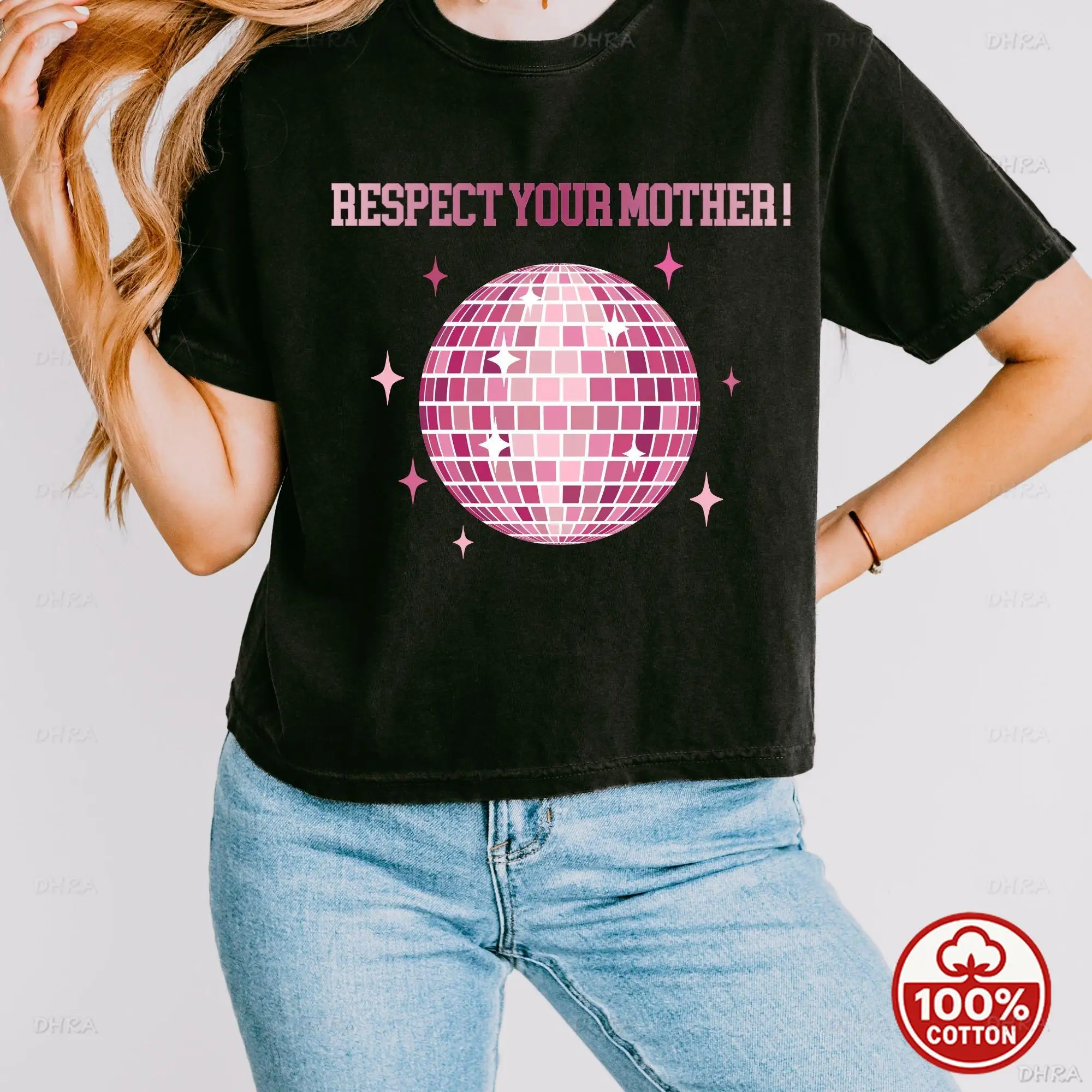 Earth Day T Shirt Respect Your Mother Disco Ball Graphic Tee Cotton Crewneck Retro Vintage Gift