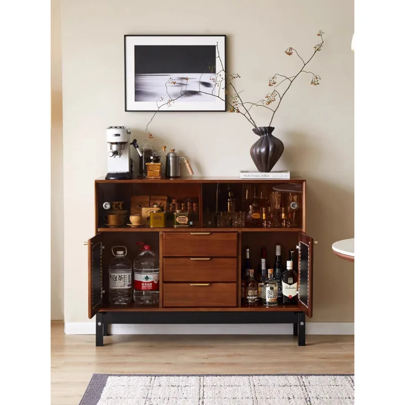 

Medieval solid wood dining side cabinet Small apartment living room wall storage cabinet Locker household retro dining