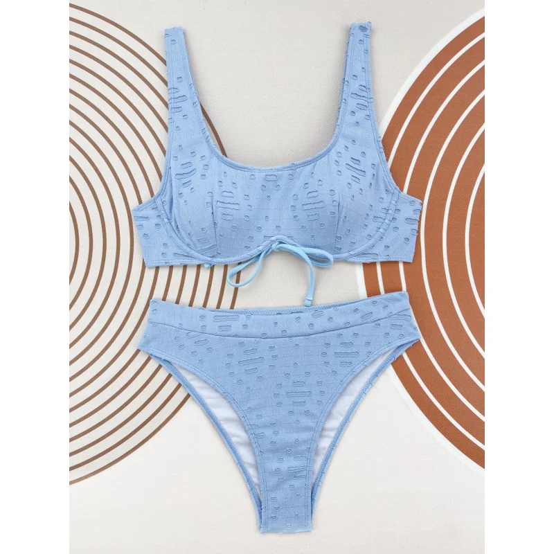 New Sexy Bikini Solid Color Special Fabric Swimsuit SwimwearLG219