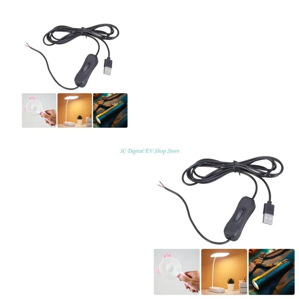 E74D USB Male 2Pin Wire DIY Pigtail Cable 5V Black USB Power with 2Pin Wire Connector
