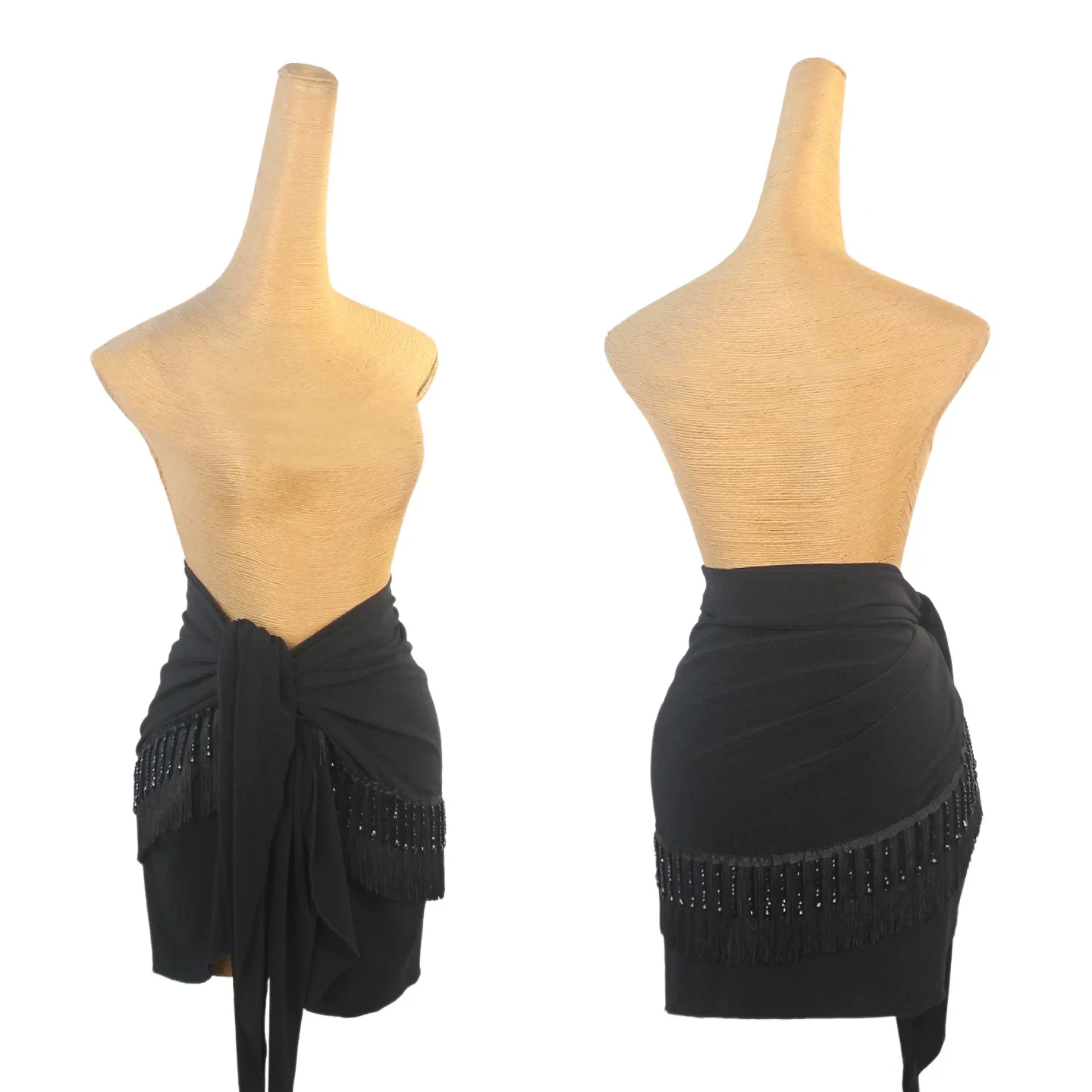 2026 Latin Dance Fringe Hip Scarf One Piece Wrap Skirt Adjustable Tie Waist Practice Costume ChaCha Rumba Ballroom Dance Wear