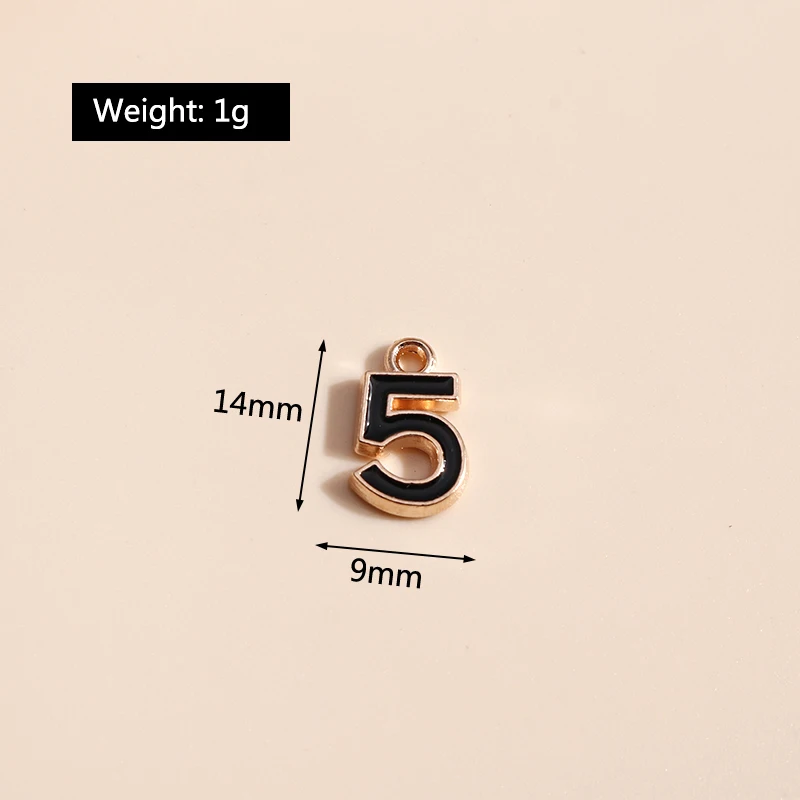 10pcs/lot 9*14mm Enamel Mini Number 5 Charms DIY for Necklaces Pendants Earrings Handmade Craft Jewelry Making Accessories