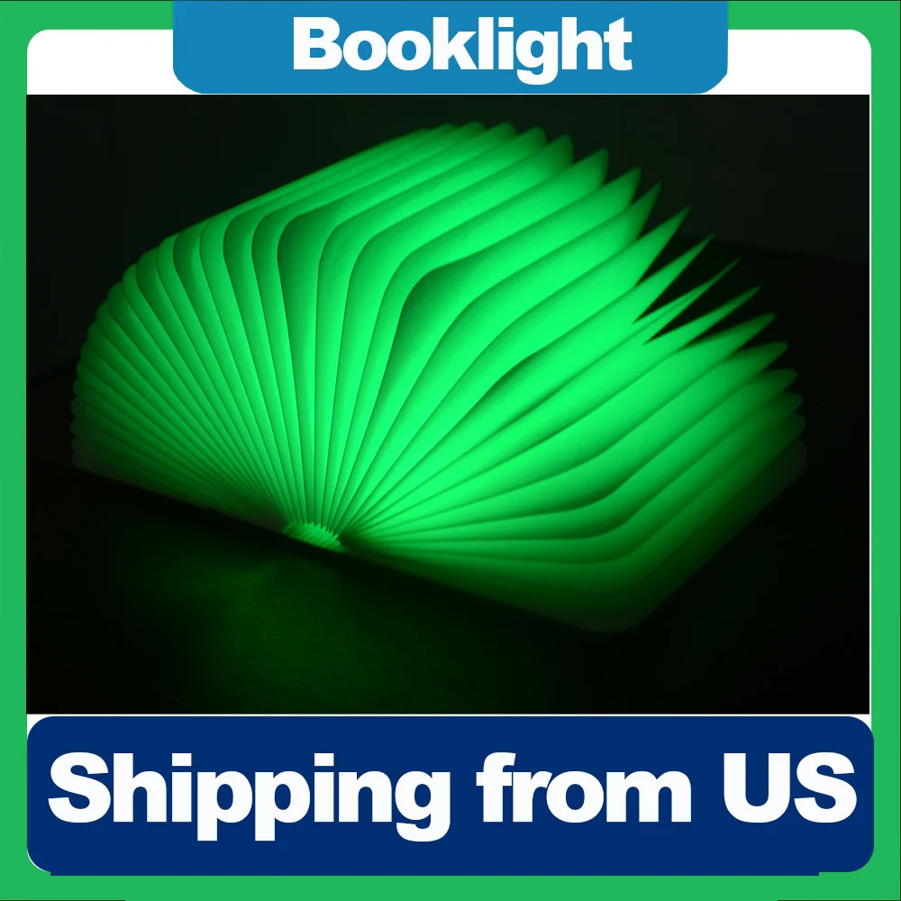 

TINGEN 7-цветная складная книжная лампа без BLE, портативная лампа, перезаряжаемый светодиодный бумажный фонарь с USB-кабелем для зарядки