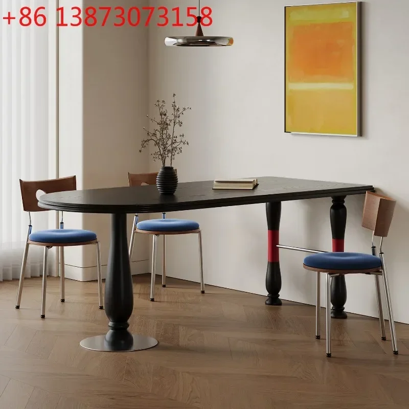 French Bauhaus solid wood light luxury high-end feeling against the wall medieval small apartment Kung Fu tea table