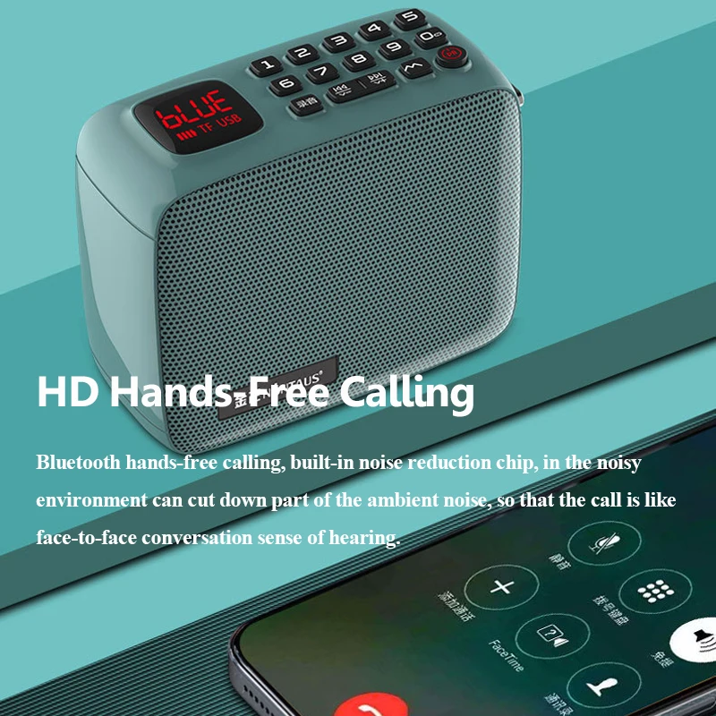 Mini Alto-falante Bluetooth Portátil, Som Hifi Sem Fio, Bluetooth Soundar, Rádio FM de Bolso com Microfone HD, Suporte TF Gravação