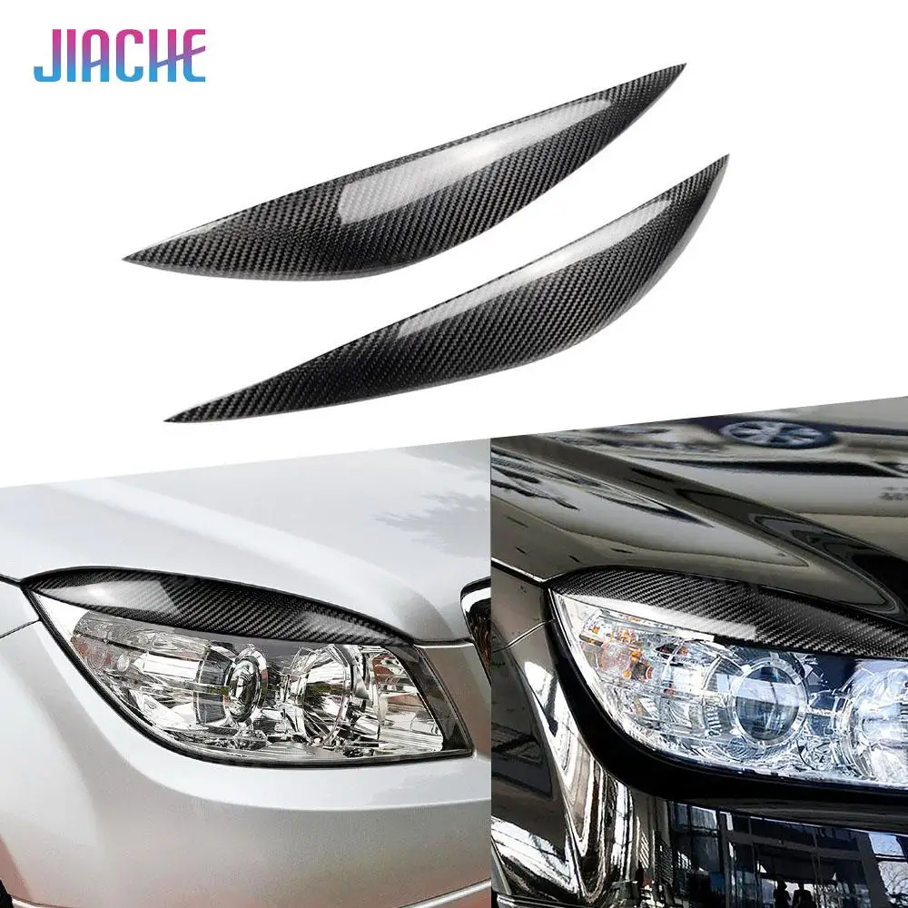 

Car Front Headlight Eyebrow Eyelid Light Eyebrows Trim For Mercedes Benz C Class W204 2008-2011 Carbon Fiber Auto Eyelids Decor