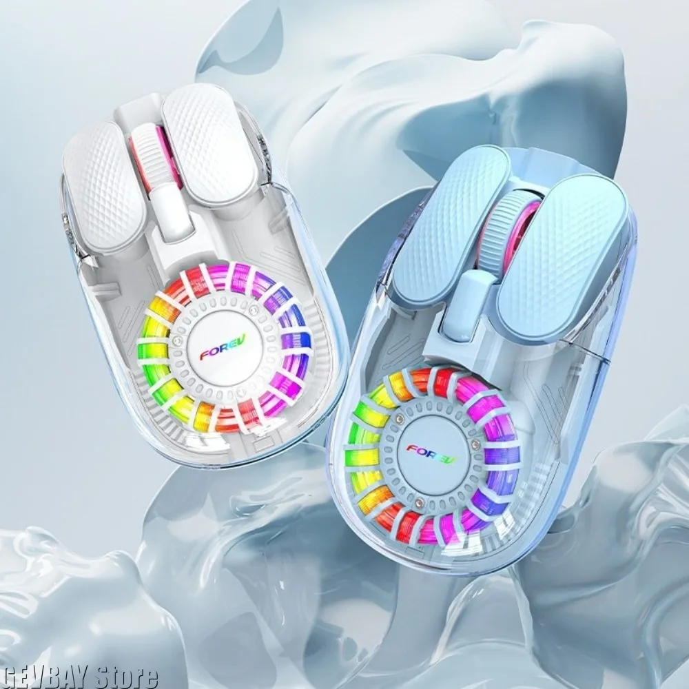 

Transparent Wireless Mouse 2.4G/Bluetooth Dual Mode RGB Backlight Rechargeable Mute Wireless Bluetooth Mouse for PC Gaming Mouse