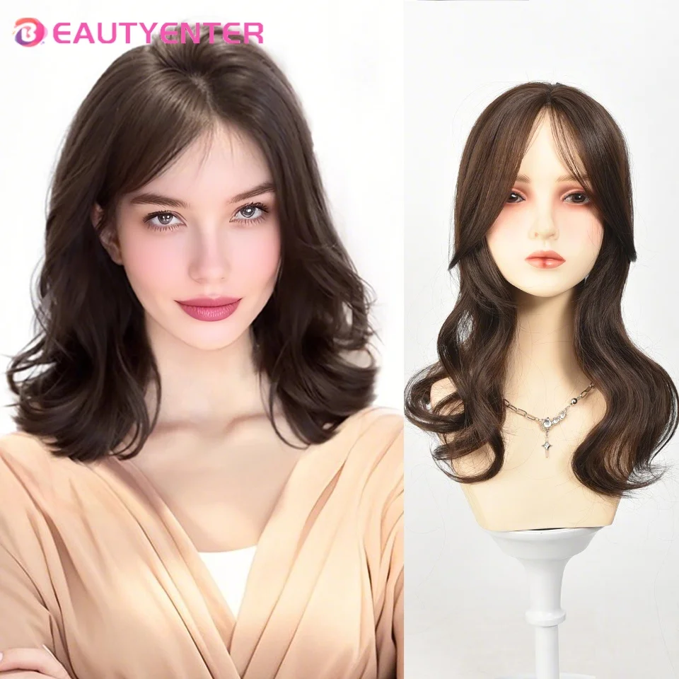 

Synthetic Hair Top Piece Increase Volume Cover Gray Hair Curls French Bangs Hair Extension Block Suitable for Ladies Daily Use