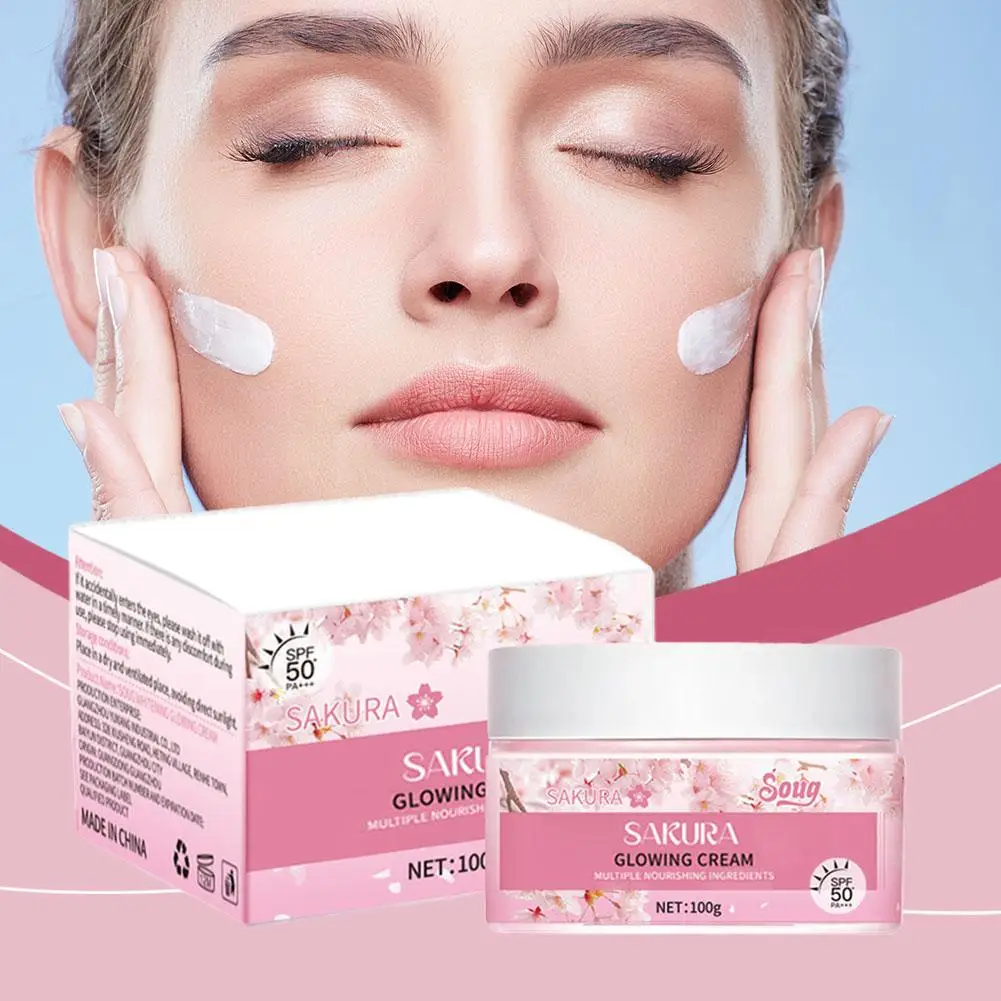

Sakura Sunscreen Cream Protector Facial Sun Block Spf50 Bleaching Repairing Moisturizer Lotion Gel Isolation Facial Creams K5U4