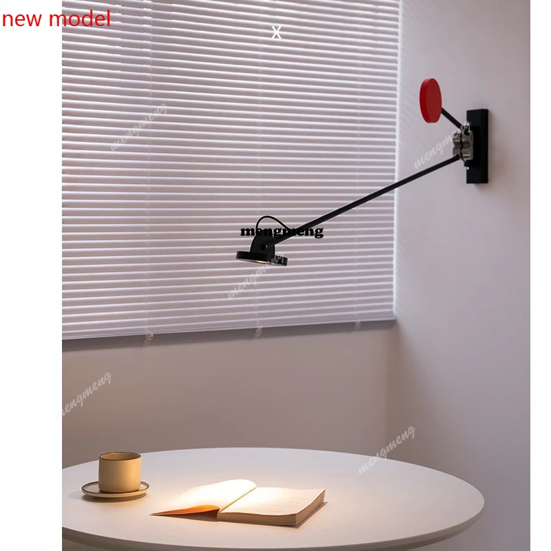 M138Spanish living room long pole rocker arm wall lamp Nordic designer bedroom reading bedside lamp