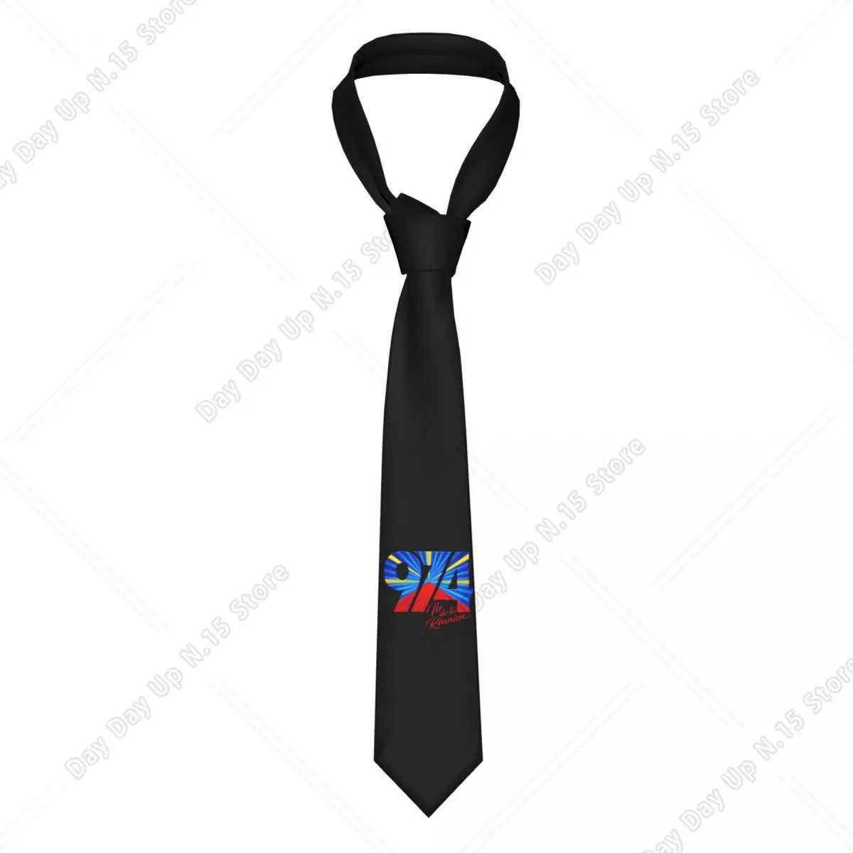 Custom Personalized 974 Reunion Island Logo Neck Ties Men Formal Reunionese Proud Silk Party Neckties