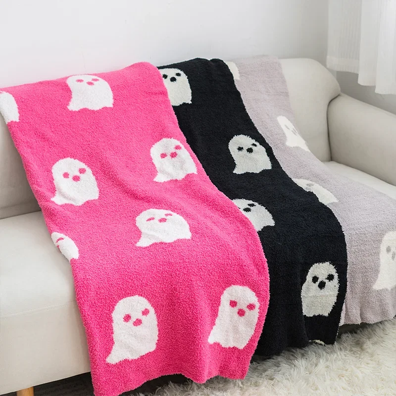 Halloween Double Sided Printed Ghost Blanket Autumn Flannel Warm Comfortable Napping Bed Sofa Blanket Bed Sofa Blanket