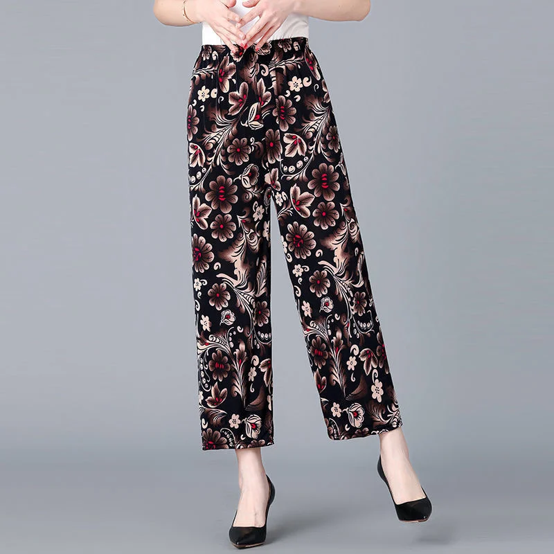 Pantalones rectos estampados a la moda para Mujer, pantalón corto holgado De cintura alta informal, ropa De calle De verano