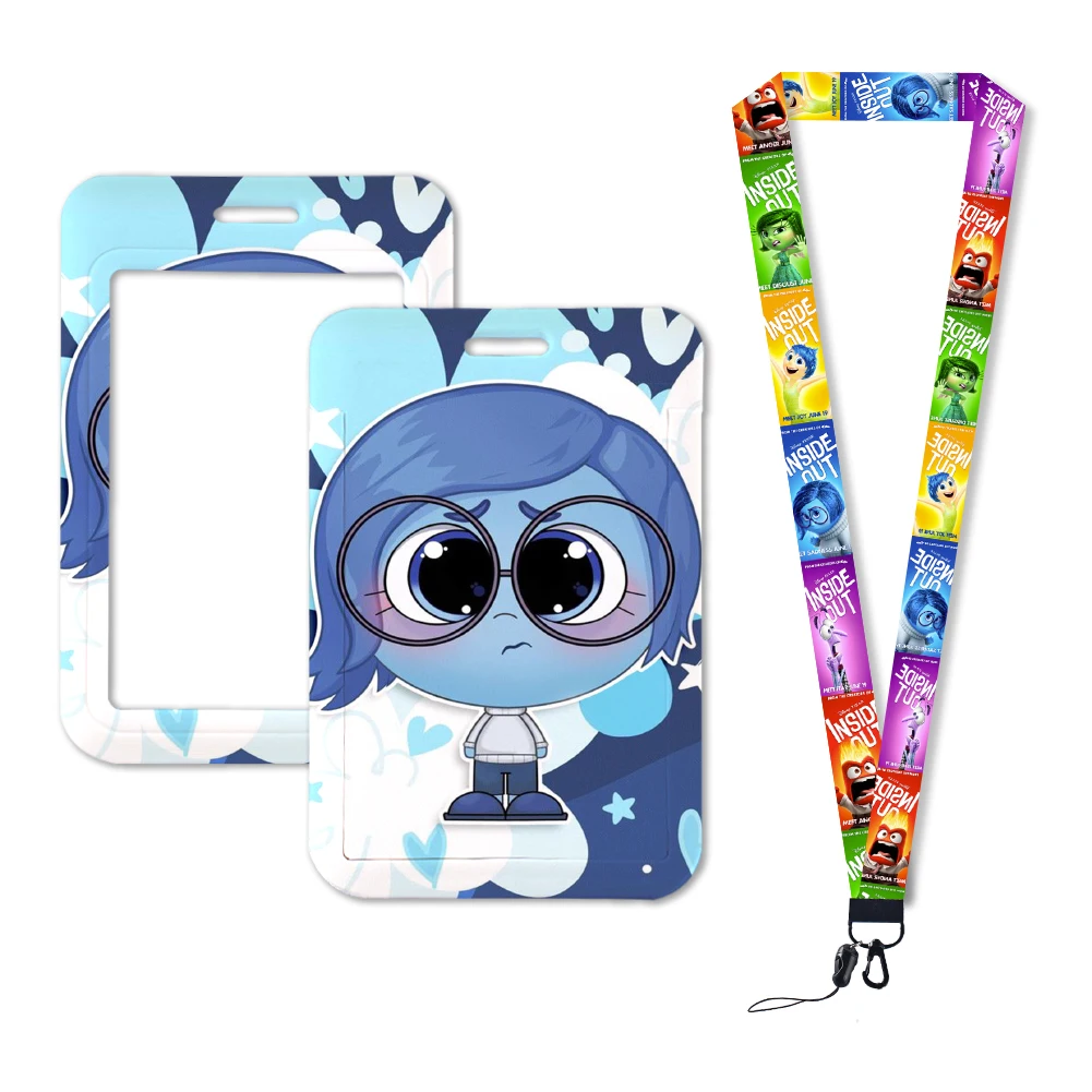 Disney Inside Out 2 Cute Card Case Lanyard ID Badge Holder Strap University Bus Pass Case Cover Slip Bank Credit Card Holder