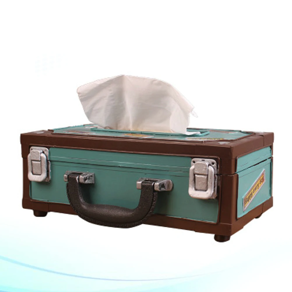 

Retro Box Shape Tissue Box Napkin Storage Container Paper Towel Holder Sturdy Iron Material Wide Opening Easy Office