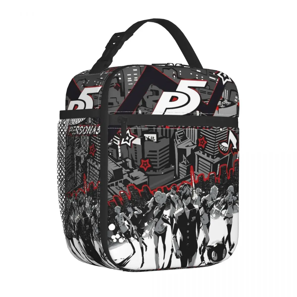 Personas P5 Insulated Lunch Bag Large Anime Reusable Cooler Bag Tote Lunch Box Beach Travel Food Bag