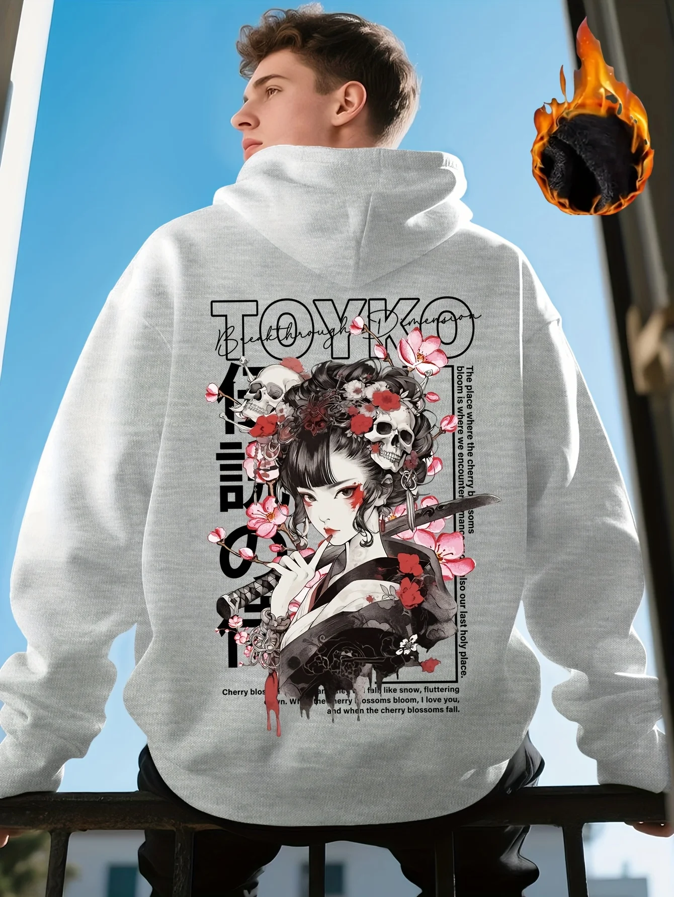 Sudadera con Capucha Holgada y Cálida para Hombre, Estilo Casual DeportivoUrbanoOtoño/InviernoconEstampadodeSamurái Japonés Y2K