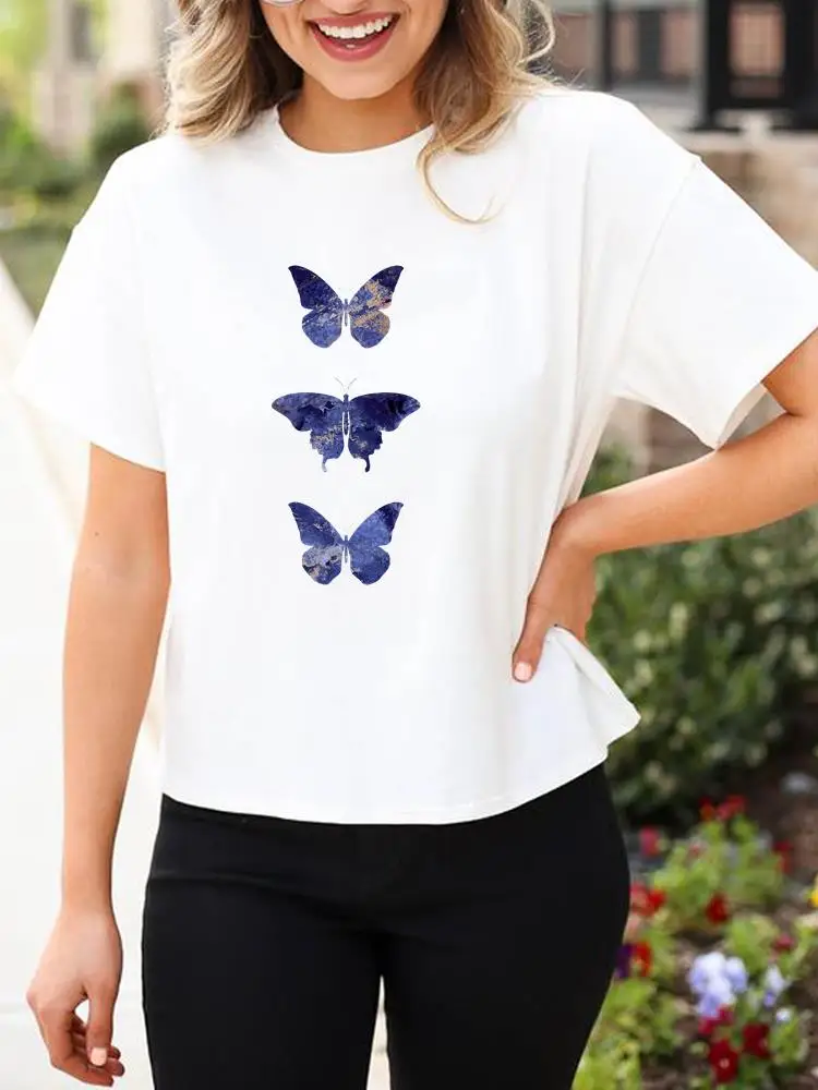 Clothing Cartoon Fashion Lady Print Summer Dandelion Butterfly Trend Cute Tshirt Tee Women Casual T-Shirt Graphic T Top