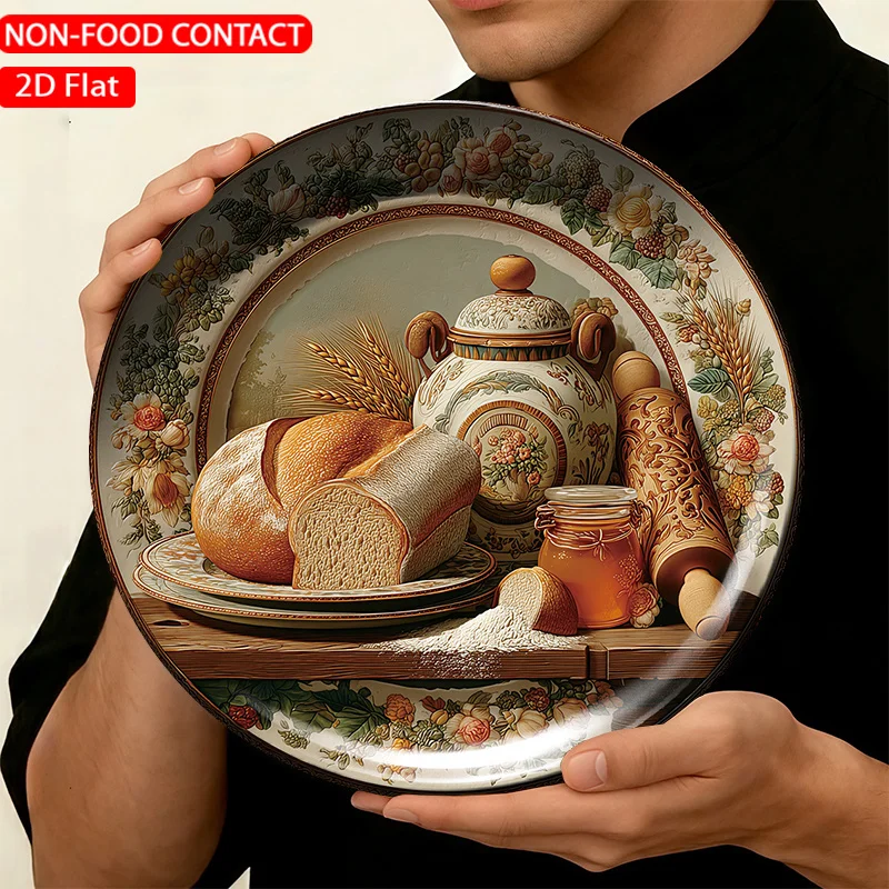 1pc Ceramic Decorative Plate, Golden Bread Art Decorations, Wall Home Decor- for Decorative Purposes Only, NON-FOOD CONTACT-