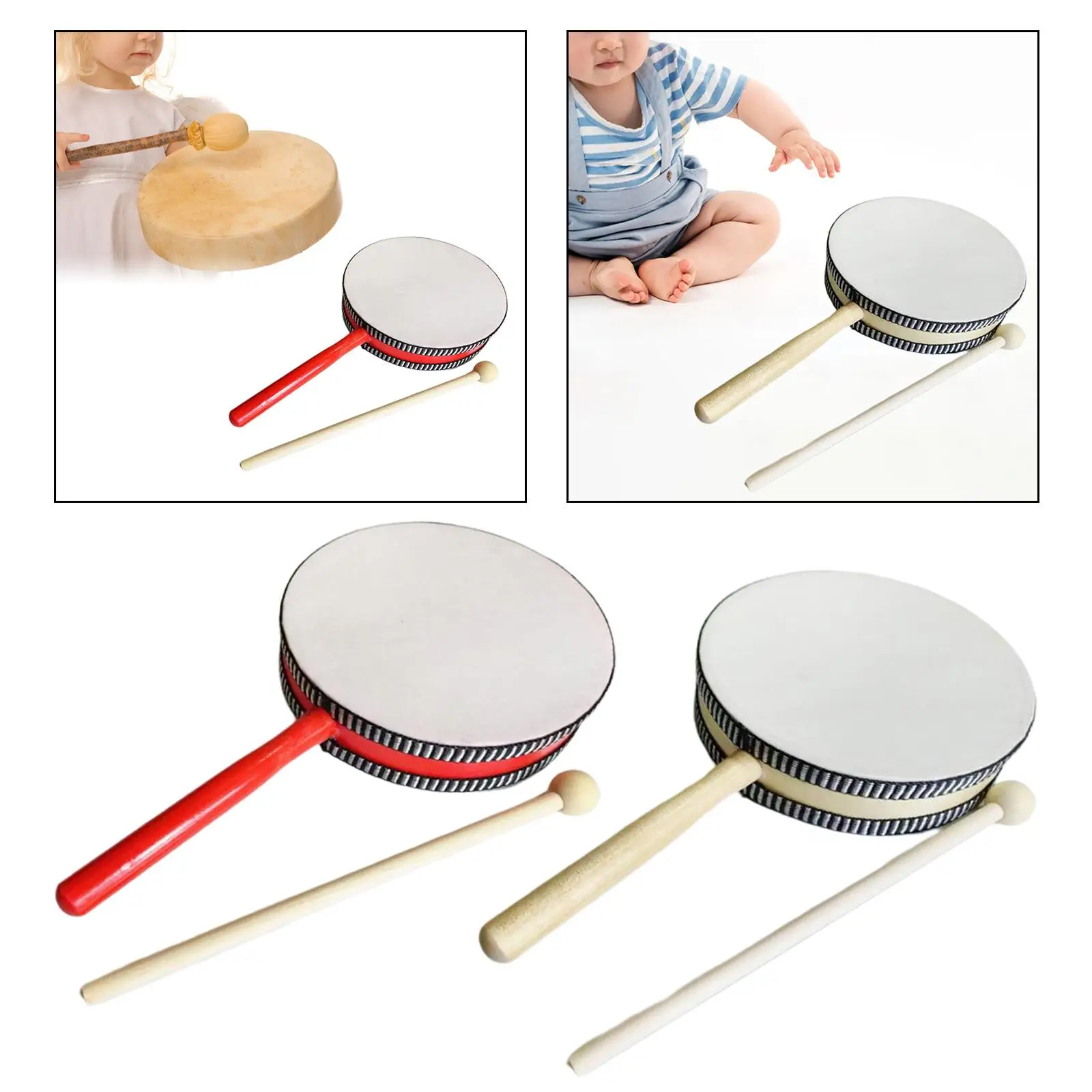 6 inch Kids Drum Hand Drum Toy for Birthday Gifts Party Supplies Girls Boys