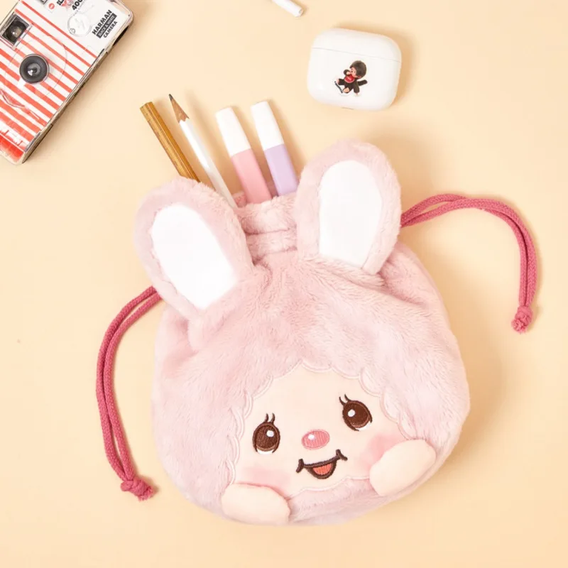 Kawaii Monchhichi Serie Kordelzugbeutel Niedliche Cartoon-Figur Kreativität Tragbare Bestickte Aufbewahrungstasche Damen Make-up-Tasche – Detail 6