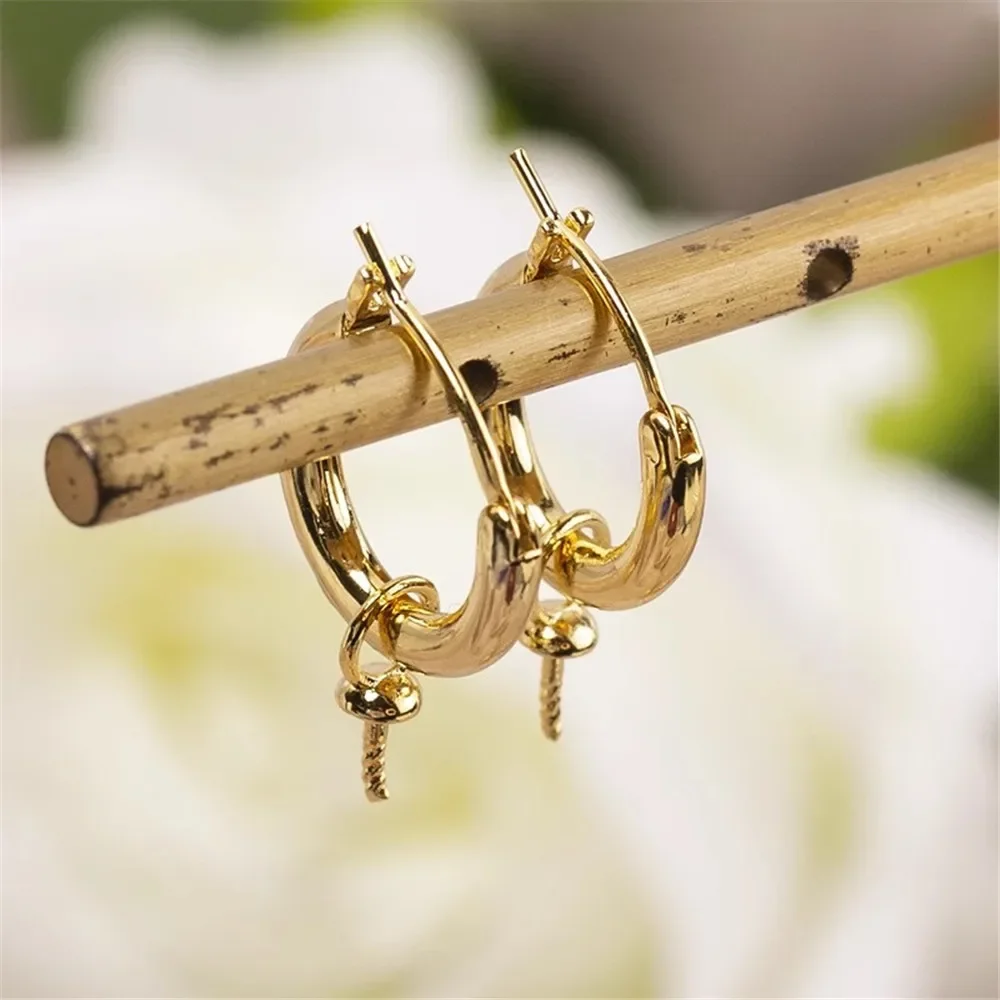 19 Style Pearl Stud Earrings Setting Base 14K Gold Simple Fashion Temperament Handmade Diy Jewelry Making Findings&Components