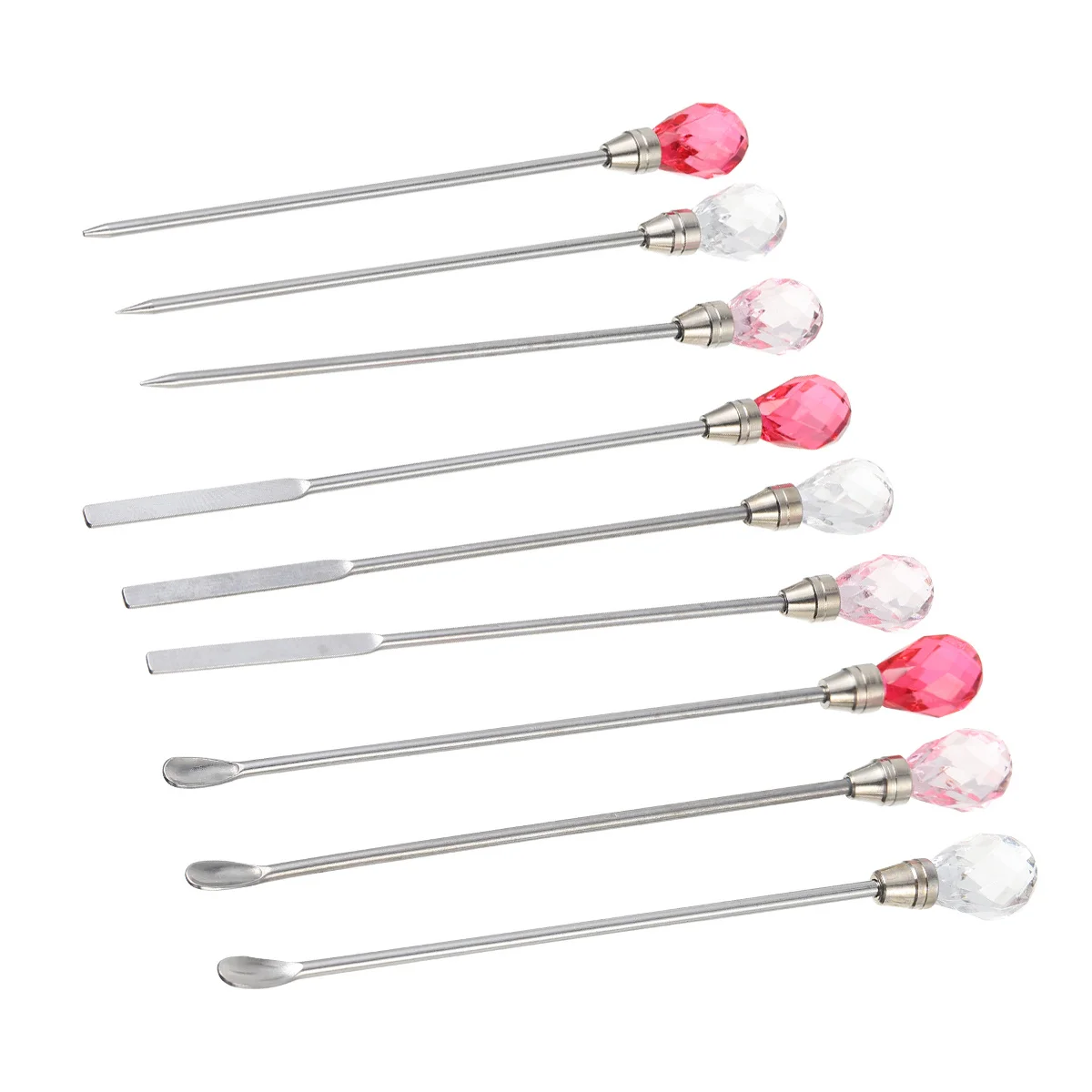 9 قطعة مسمار الفن اثارة قضيب مجموعة أظافر معدنية أداة مانيكير التنقيط القلم بريق خلط الأشعة فوق البنفسجية هلام الصباغ ملعقة الراتنج قالب النمام