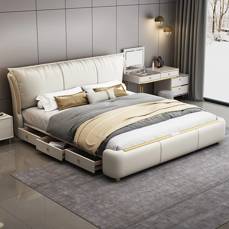 

Beige American Double Bed Modern Minimalist Daybed Modern Two-person Bed Luxury Murphy Camas Matrimoniales Bedroom Furniture