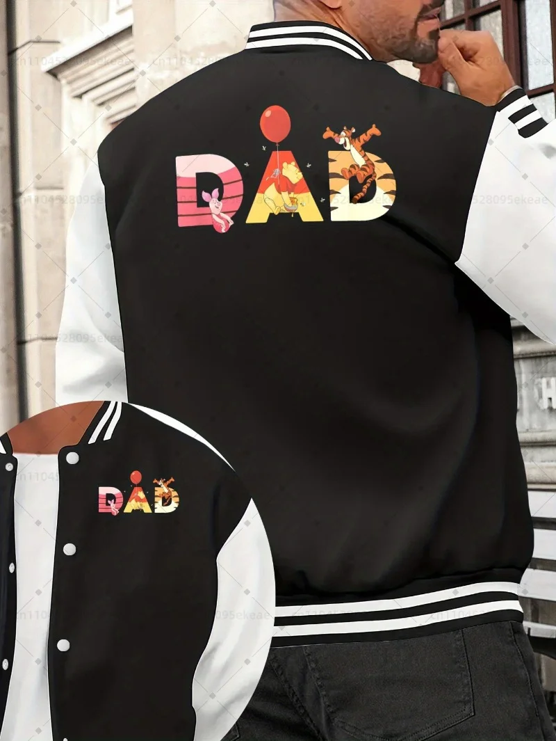

DISNEY Dad Baseball Jacket Men Fashionable Sports and Leisure Autumn Winter Jacket Loose Cartoon Top Teenagers