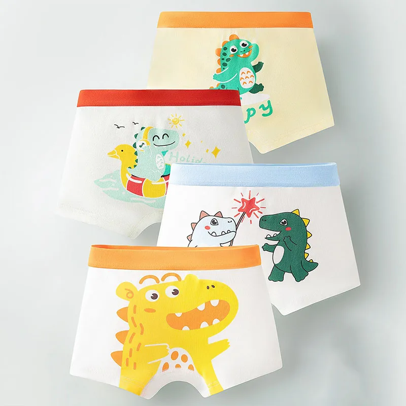 

4Pcs/Lot Combed Cotton Boys Boxers Dinosaur Pattern Kids Underpants Breathable Soft Children Boxer Shorts For 3-11 Years old
