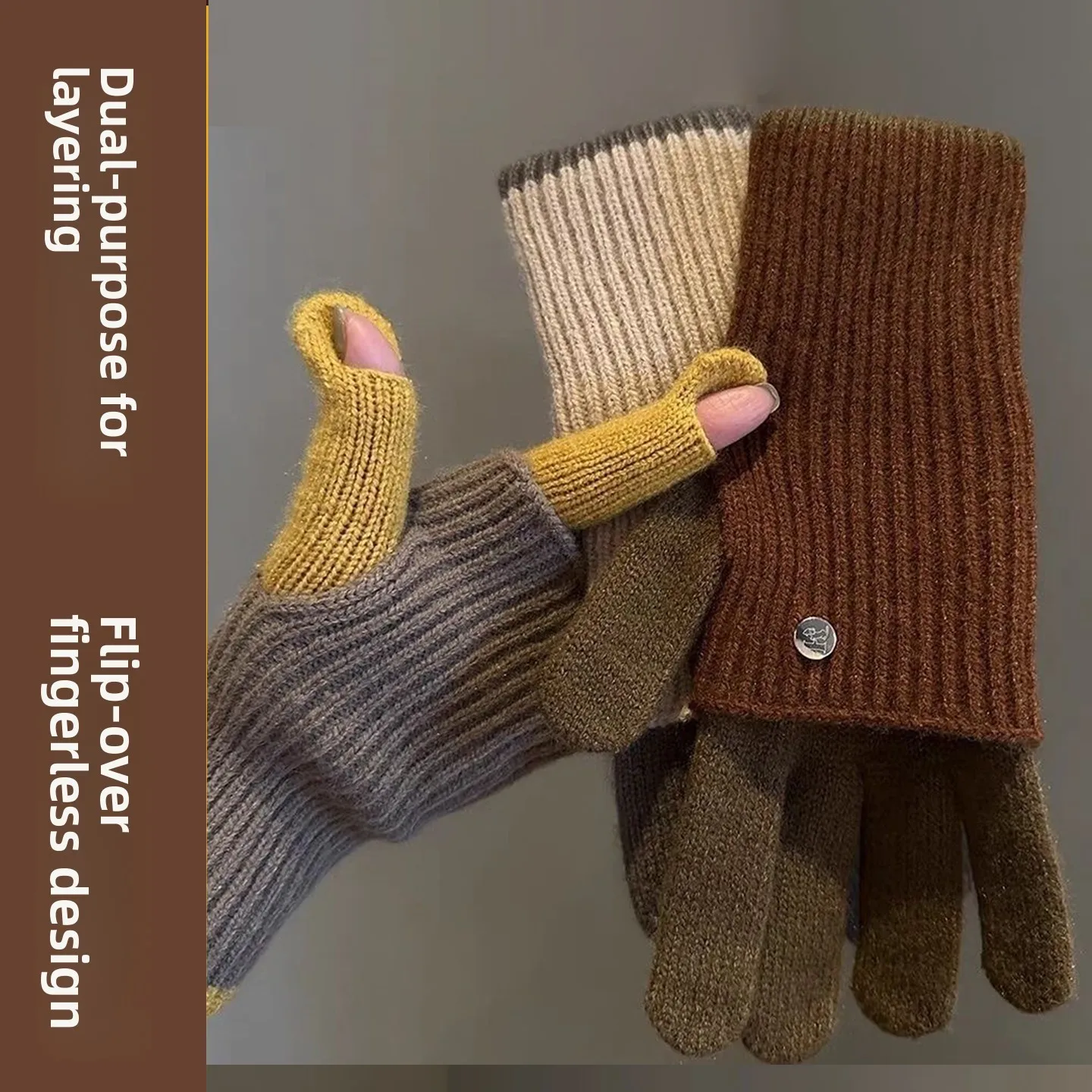 

Женские вязаные шерстяные перчатки с сенсорным экраном, зимние, для езды на велосипеде, теплые, мягкие, удобные, ветрозащитные, среднего размера.