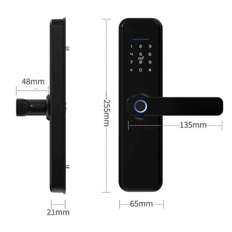 스마트 잠금 Tuya WIFI 앱 원격 잠금 해제 전기 도어락, 지문 비밀번호 IC 카드/NFC TTlock 앱 잠금 해제 핸들 잠금, X5