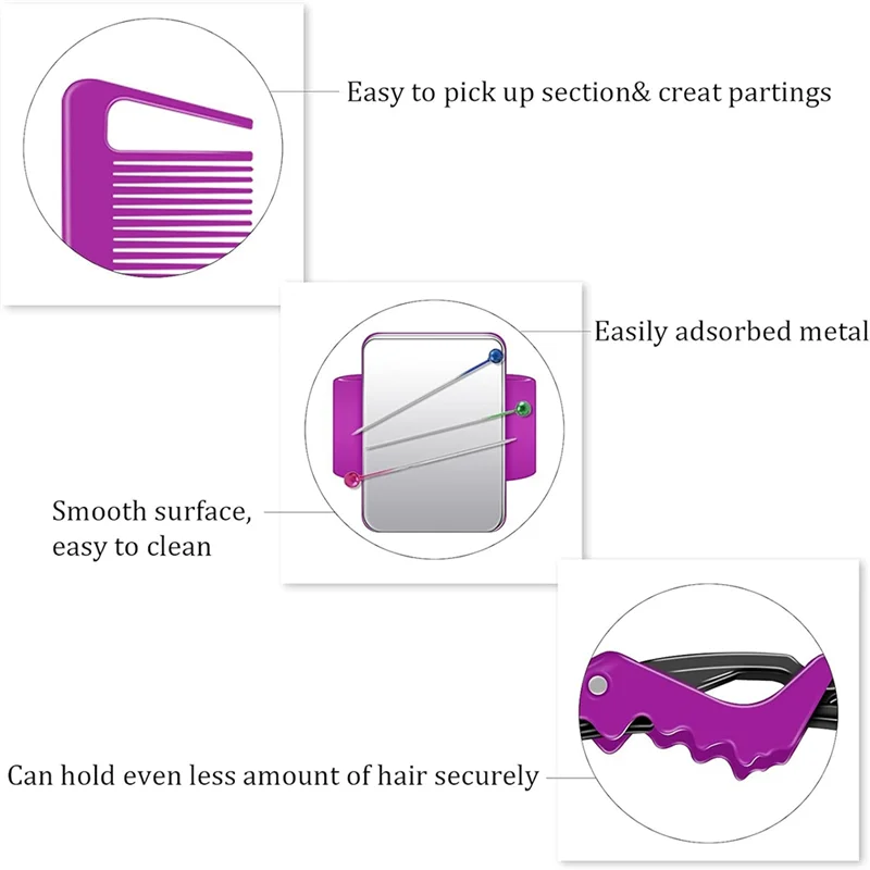 

A61I Magnetic Wristband For Hair Stylist Pin Wristband Braiders Wristband With 3 PCS Pintail Comb 6 PCS Plastic Clip