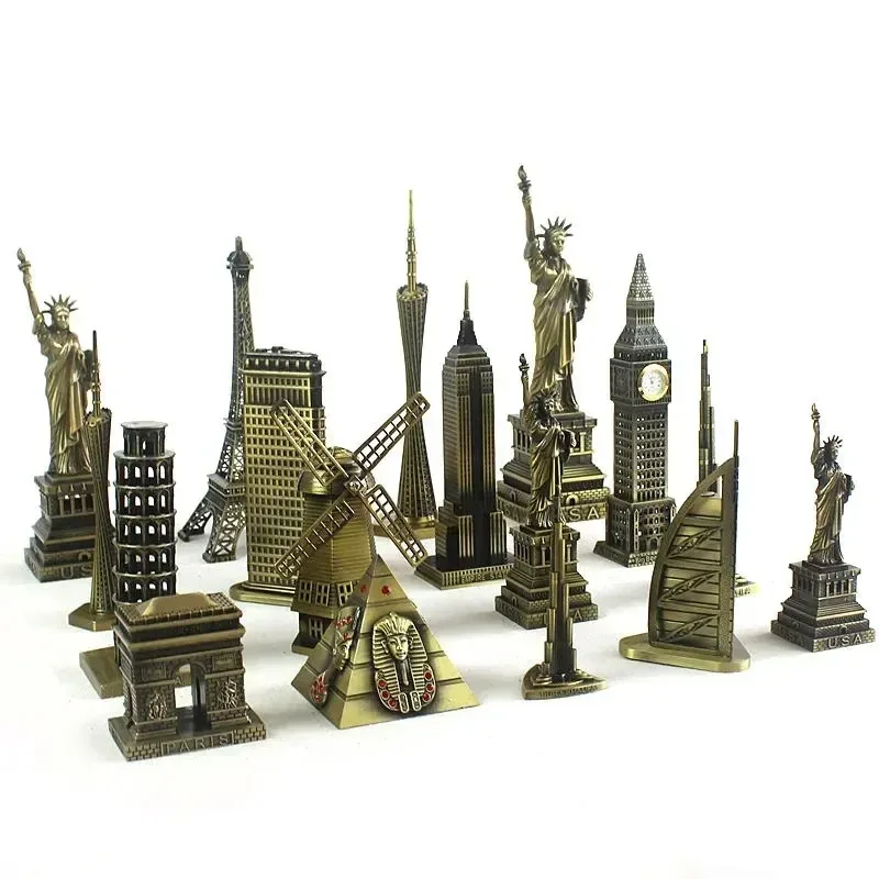 Metal World Famous Building Architecture Model Libert Big Ben Tower Bridge Statue Landmark Tourist