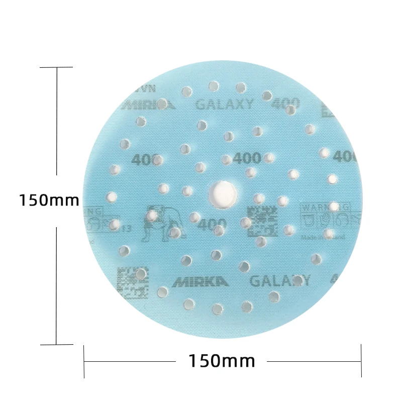 MIRKA – authentique papier de verre rond 6 "Cyan Galaxy, 49 trous pour le dos, velours, disque de ponçage