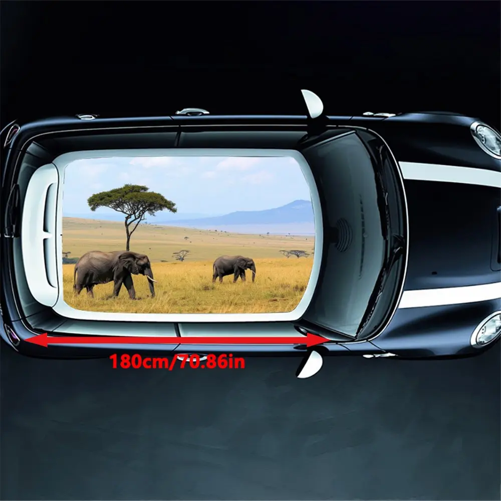 Wild Animal African Elephant Car Roof Sticker Wrap Racing SUV Auto Accessories Packaging PVC Car Hood Graphic Decal Decoration