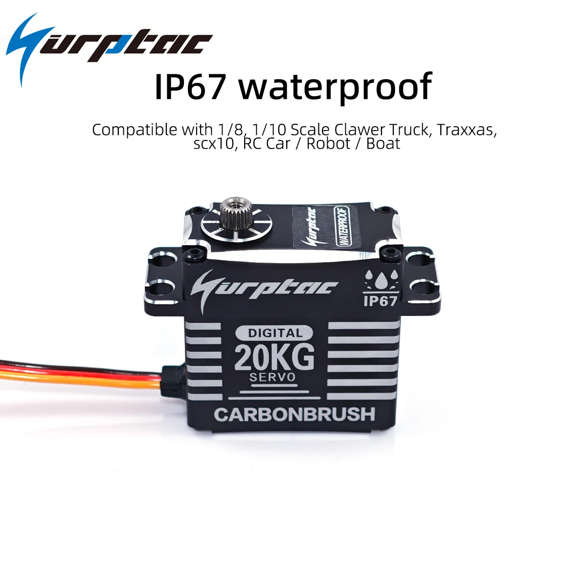 20KG IP67 Waterproof Full Metal 180/270/360 Degree Large Torque Digital Servos Steel Gears 25T Arm For RC Car Helicopter