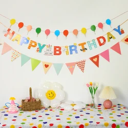 Colorful Flags Pennant Bunting Banner - Christmas Birthday Wedding Party Decor Hanging Balloons Letters Home Decoration