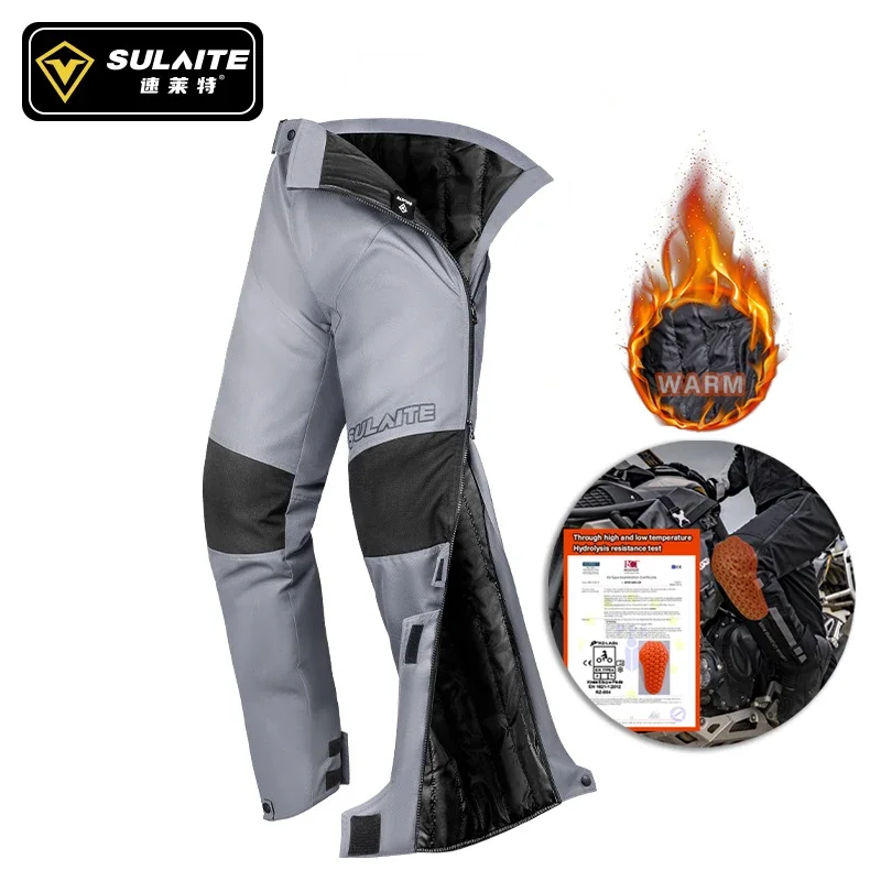 

SULAITE Men's Motorcycle Pants Quick Release Winter Warm Quick Take Off Trousers Built in CE Protectors Waterproof Pants