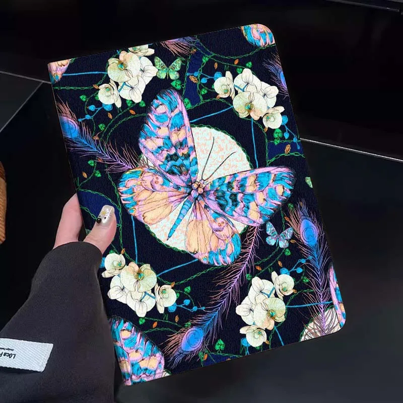 

Colorful Butterfly Flower Feather Tablet Case For Huawei Honor MatePad MediaPad Air 5 6 7 11 V6 V7 V8 V9 X9 X8 T10 T10s C5e T5